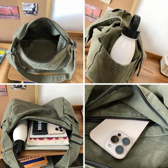 Vintage Canvas Messenger Bag for Unisex - 15 - Picture 5 of 6